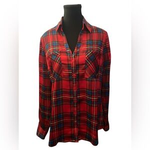 Express Portofino Red Plaid Shirt M EUC